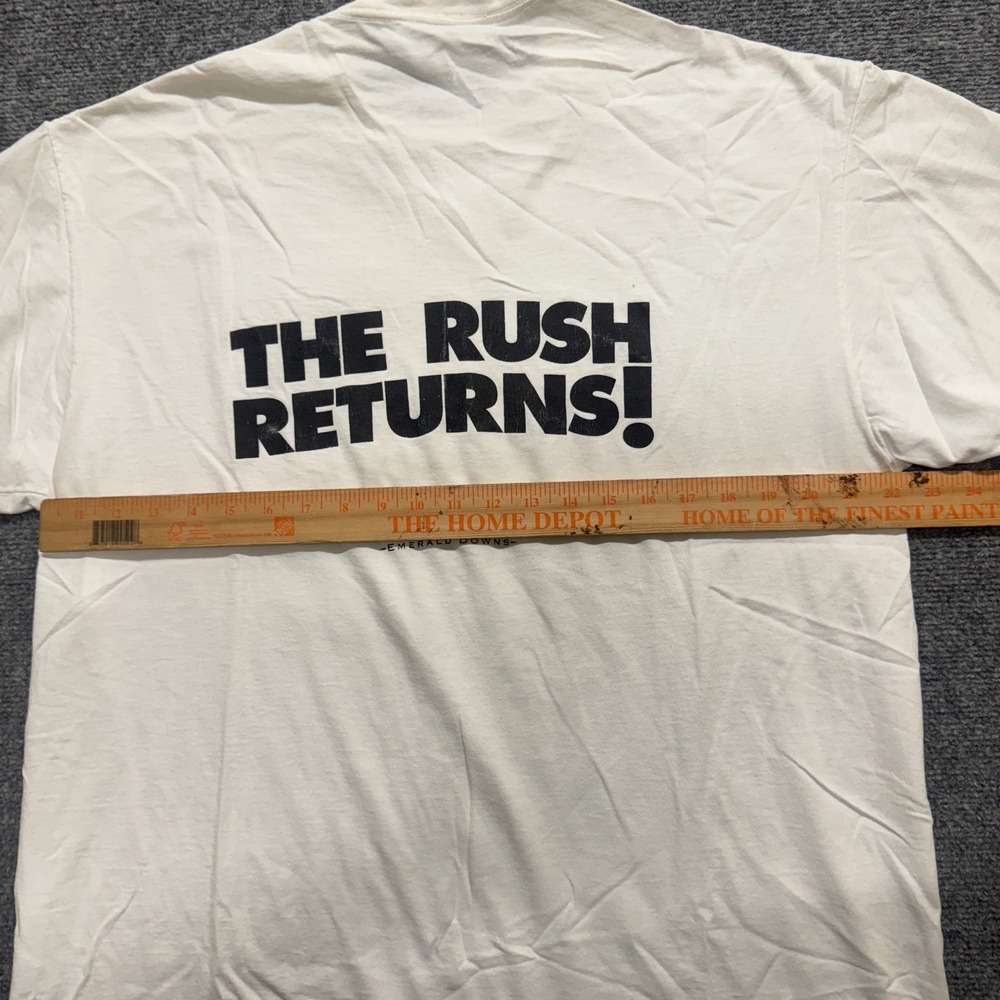 VTG Oneita Emerald Downs T-Shirt Men's 2XL White Single Stitch Y2K 90s - Picture 3 of 9